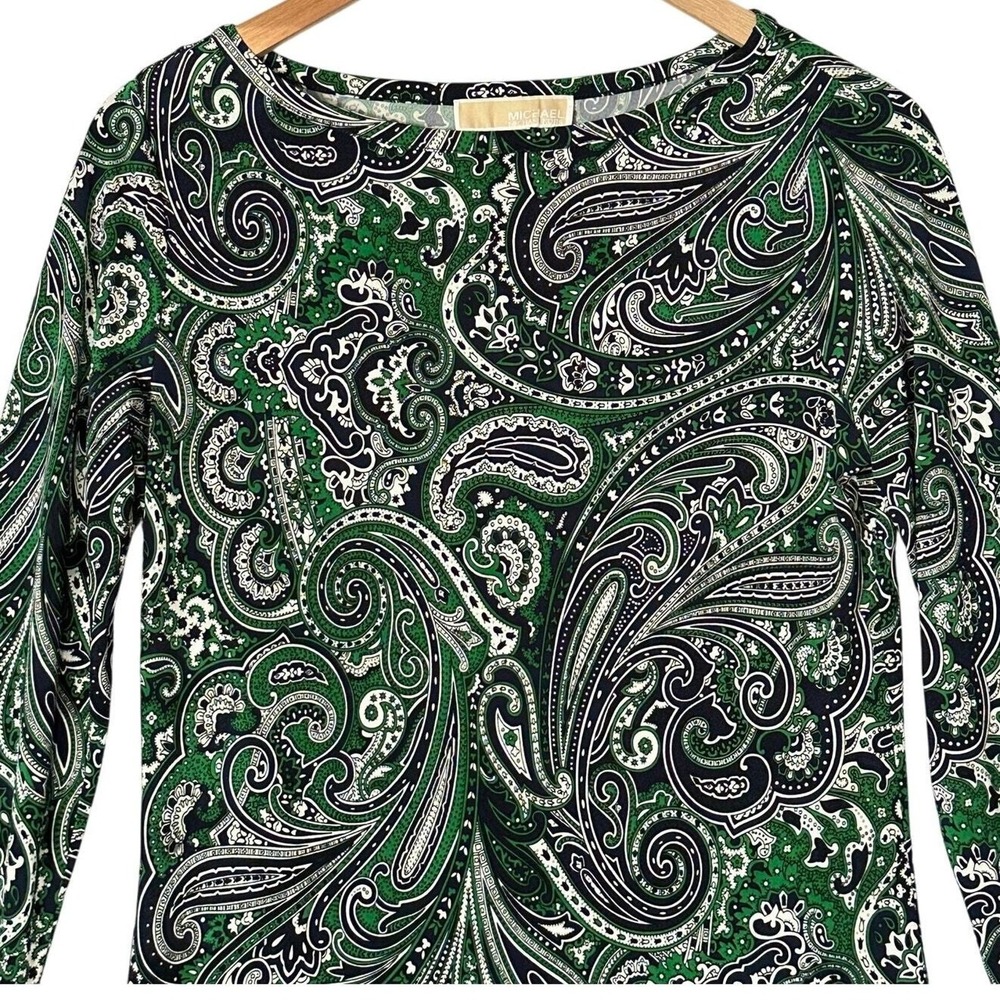 MICHAEL Michael Kors Dress Sz Small Paisley Mini Long‎ Sleeve Boho Hippie - Picture 6 of 13